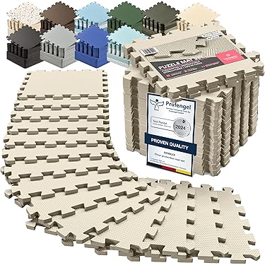 Pack of 12 Fitness Floor Protection Mats 40 x 40 cm - Sports Mat Puzzle Underlay Weight Bench Device Mat Fitness Mat Floor Protection Fitness Carpet