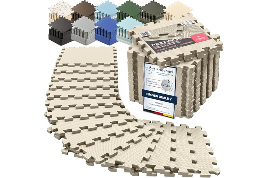 Interlocking Soft Foam Floor Mat - 18 Pieces Protective Gym Flooring Set, Exercise Mats EVA Puzzle Rubber Tiles, Ground Surface Protection Workout Underlay Matting Sports Pool Home Fitness Garage