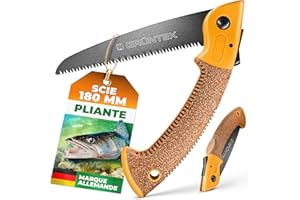 GRÜNTEK Scie Élagage à Main Pliante Scie de jardin 180mm. Scie Egoine Lame japonaise pliable Teflon et Manche en Liège très Confortable