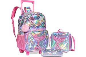 HTgroce Rolling Binder Girl Rolling Bag Rolling Binder Girl Primary Rolling Backpack Rolling Binder Girl Kindergarten Rolling Binder Girl.
