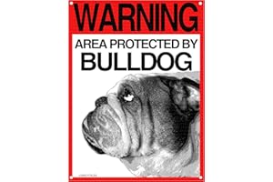 Lovelytiles Bulldog Inglese Targa ATTENTI al Cane Cartello Warning Area Protected BY