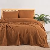 RAYME TEXTILE M&uuml;slin Bedspread Set Double, Stylish Solid Color 100% Cotton 4 Layers Muslin Pique Set with Pillow Cover, Denizli