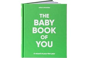 COLOUR CHRONICLES Baby Memory Book | New Baby Gift | Capture Special Moments of the 1st Year with this Baby Book | 8” x 10” Scrapbook | 96 Pages | Personalised Gift – Space for Drawings and Photos | Hardback - Green