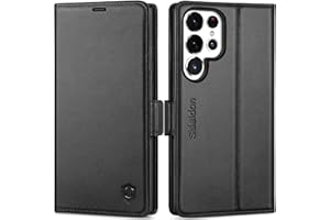 SHIELDON Hülle für Galaxy S25 Ultra 6,9" 5G, Echtleder Schutzhülle [RFID Blocker] [4 Kartenfächer] [Ständer] Magnetisch Cover Handyhülle Klapphülle Kompatibel mit Galaxy S25 Ultra 2025 - Schwarz