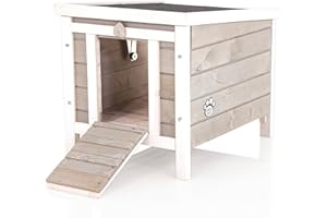 COZY PET Rabbit Hide Shelter Rabbit Hutch Run Guinea 34 Models Pig House Kitten Puppy Tortoise Hedgehog Run in Grey Wood RH02GR