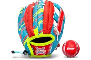 Franklin Sports Air Tech Baseball Glove with Ball - Tee Ball - Soft Air Tech Foam - Royal/Red