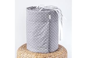 LOOLAY Punkte Grau 100% Baumwolle 420, 360, 210, 180 x 30 cm Bett Bettgitter Netzstoff (420 cm)