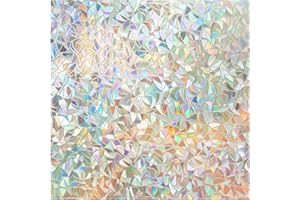 ‎DOWELL DOWELL Fensterfolie Selbsthaftend Regenbogen Folie Fenster Sichtschutz 44.5x200cm, Klebefolie Regenbogenfolie Blickdicht Glasfolie Selbstklebend Suncatcher Sticker Regenbogeneffekt
