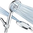 AquaCare High Pressure 8-Mode Handheld Shower Head - Anti-Clog Nozzles, Built-in Power Wash to Clean Tub, Tile & Pets, Extra Long 6 ft. Stainless Steel Hose, Wall & Overhead Brackets