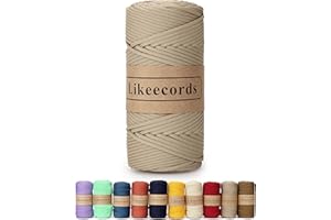 Likeecords Poliestere Corda 4mm x 130m,Cordino Per Borse Uncinetto,Polipropilene Macrame Corda intrecciata,Macramè Filo per Appendiabiti per Fiori, Home Decor （Khaki）
