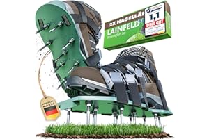 LAINFELD Napowietrzacz trawnika | buty do paznokci z krótkimi i długimi gwoździami | napowietrzacz trawnika z 4 paskami | wertykulator do trawnika | aerator butów ogrodowych