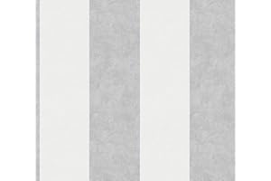 A.S. Création Papier peint intissé - Tapisserie papier peint à rayures en gris, crème et blanc - Papier peint pour différentes pièces - Papier peint mural de 10,05 m x 0,53 m