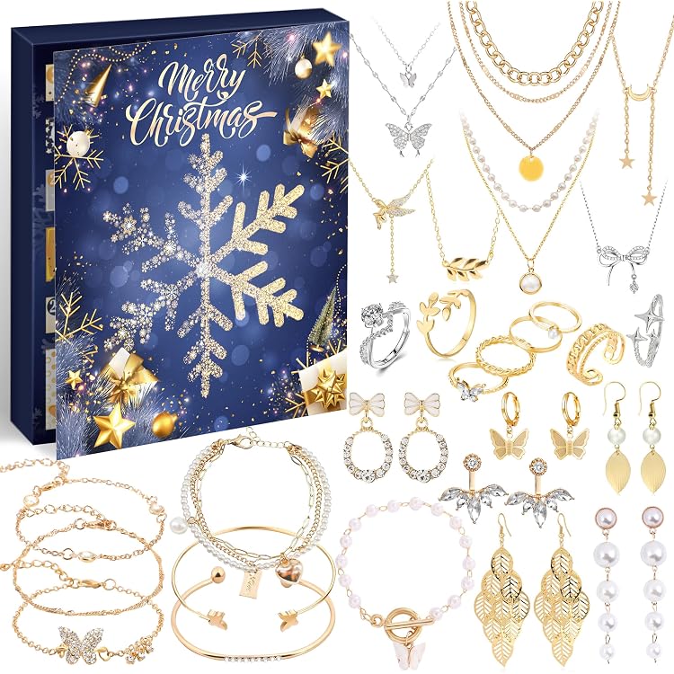 Schmuck Adventskalender 2025 Für Frauen & Mädchen – 24 Überraschungen Mit Armbändern, Halsketten, Ohrringen | DIY Geschenkidee Zu Weihnachten