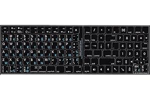 LA CAVERNE D'EABANI Sticker Autocollant Clavier Mac QWERTY English + AZERTY Français Noir 11mm*13mm