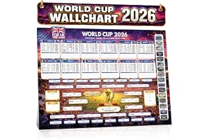 World Cup Wall Chart 2026 | Huge A1 Size 2026 World Cup Football Poster with UK Fixtures, Dates, Kick Off Times, Host Stadium