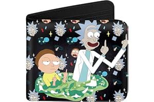 Qerrassa Wallet for Boys Mens Bi-Fold Leather Wallets with Zip Coin Pocket, RFID Blocking Slim Small Purse Cartoon Kawaii Cool Credit Card Holder Thin Coin Purses for Teens Girls Kids, Mad Scientist