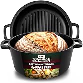 KICHLY 2-in-1 Cast Iron Stockpot, 4.73 Litre, Pre-Cured, Black