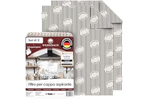 WEIDEBACH® 2 filtri piatti per cappa aspirante (filtro grasso), 57 x 47 cm, spessore 1 mm, ritagliabile, con indicatore di saturazione, potenza del filtro 100% compostabile