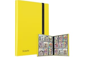 Homotte Trading Cards Binder, 9 Pocket Baseball Football Binder 360 Side Loading Trading Card Holder, Standard Size Card Organize Album for Sports TCG(BLACK) (yellow)