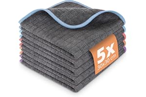 Lavandola® 5X Mikrofasertücher für Ihren Haushalt - 30x30cm - extrem saugstark und schonend weich Dank 380 GSM - fusselfreie Reinigungstücher für Haushalt, Küche und Bad - Microfasertuch