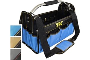 YPC Carrier Werkzeugkorb XL – Tragbare Werkzeugtasche mit stabilem Boden, Wasserfest, Reißfest, Faltbar, Schultergurt mit Polster & Metall-Handgriff, Blau-Schwarz, 40,5x30x19,5cm – 20 kg Tragkraft