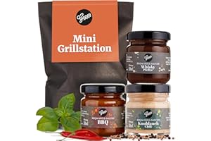 ‎GEPP'S Gepp’s Feinkost Wundertüte Mini Grillstation I Grill-Geschenke für Männer mit BBQ Grillsauce, Whsikey Pfeffer Sauce & Knoblauch Chili Sauce I Grillgewürze Geschenkset mit Anhänge – Weihnachts-Geschenk