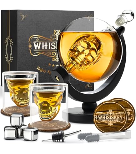 Set Decanter Whisky Maverton A Forma Di Mappamondo 850ml + 4 Bicchieri - Incisione Personalizzata, Idea Regalo - Foto 7