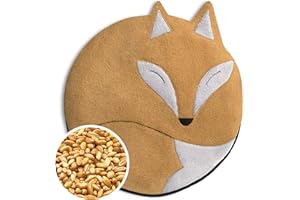 Leschi Wheat Bag microwavable, unscented/Heat Pack for Stomach and Lower Back/Animal: Fox Luca, Beige