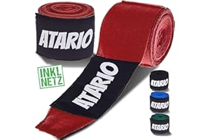 ‎ATARIO 𝐀𝐓𝐀𝐑𝐈𝐎® Boxbandagen mit Transportnetz [3m/4,5m] – Bandagen Boxen mit Daumenschlaufe – Box Bandagen Männer & Frauen halbelastisch zum Boxen, Kickboxen, Muay Thai & MMA – Boxbandagen Herren Damen