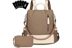 Eshow Zaino Donna Antifurto, Zainetto Impermeabile in Pelle Vegana con Protezione RFID, Borsa Elegante e Pochette per Viaggio Scuola Lavoro e Università