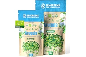 ZenGreens® - Organic Rocket Sprouting Seeds - Choose Between 10g, 200g and 500g - Rocket Seeds with a Germination Rate of Over 97% - Microgreens - Sprouts