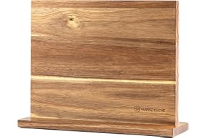 Hanseküche Messerblock - Messerhalter ohne Messer aus Holz Messerbrett (Akazie Braun, Doppelseitig)