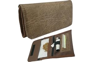 MIALAND Tabaquera Tabaco De Liar | Fabricado En España | Color Marron | Pitillera Tabaco De Liar | Pitillera de cuero | Sintético y Lona | Cartera Estuche Elegante | Resistente y Duradera (Marrón)
