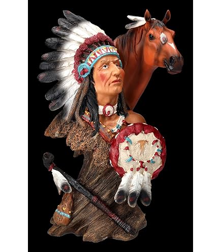 Décoration Murale Tête De Mort Indien Avec Cornes | 35 Cm, Polyrésine, Peint à La Main – Style Western USA - 3