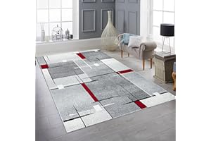Teppich-Traum Dywan do pokoju gościnnego, łatwy w pielęgnacji, w paski, w dyskretnych odcieniach czerwieni i szarości, 140 x 200 cm