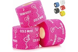 WARM BODY COLD MIND Cinta Weightlifting Dedos para de Levantamiento Pesas - Hook Grip Tape Crossfit, Lifting Thumb Tape (3 Rollos Rosa, 5,8m x 4,7cm)