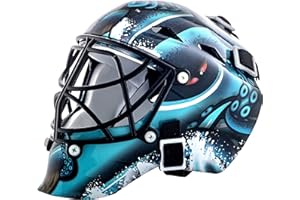 Franklin Sports NHL Team Logo Mini Hockey Portiere Maschera con Custodia - Maschera da portiere da collezione con logo ufficiale NHL e colori