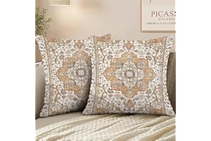 XPHZZL Pack of 2 Bohemian Style Linen Decorative Cushion Covers 45x45 cm Square Throw Pillow Covers 18x18 Inch Boho Style Pillowcases for Outdoor Home Decor Sofa Bedroom Car - Orange Brown