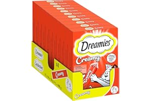 Dreamies Katzenleckerlis Creamy Snacks mit Huhn – köstlich cremiger Geschmack – 44 Portionsbeutel (11 x 4 x 10g)