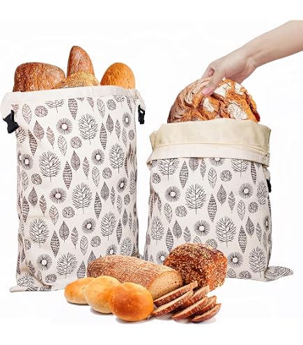 Sacs à Pain En Cire D'abeille Réutilisables - Lot De 2 - 32 X 43 Cm - Pour Garder Pain Et Pâtisseries Frais - 8