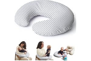 Niimo Almohada Embarazada - Cojín Lactancia Multifuncional, Cojin Lactancia Bebe con Funda 100% de algodón, Almohada de Lactancia Lavable, Material Fresco y Transpirable, Funda Extraíble