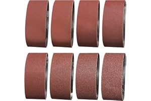 Sruhrak Bande Abrasive 75X457 mm- Grains 1 X 40/60 & 2 X 80/120/180/240/320/400 Bande de Ponceuse pour le Ponçage, le Polissage et le Dépoussiérage, Idéale pour le Bois (14 Pièces)