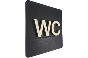 MANSCHIN LASERDESIGN WC Schild Schwarz Holz Toilettenschild Toilette Türschild Damen Herren Piktogramm (14x14cm) (Schwarz, 14x14cm) Art.Nr. 4000