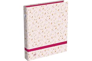 OXFORD Classeur Flowers A4 Dos 40mm 4 Anneaux Ronds Couverture Carte Pelliculée Décor Floral