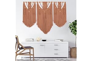 HOLAVIDA Large Macrame Wall Hanging, Fringed Rope Boho Wall Tapestry, Bohemian Chic Woven Tapestry, Bedroom, Living room, Gallery (110cm×80cm)