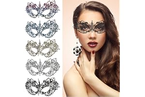 RosewineC 5 Stück Sexy Spitzen Augenmaske Damen Venezianische Maske Spitzenmaske, Maskerade Spitzenmaske Halbes Gesichtsmaske für Abschlussball Karneval Party Kostüm Cosplay