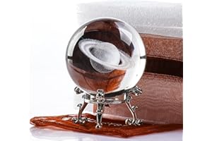 ZEERSHEE 60mm 3D inciso al laser Saturno Planet ornamento sfera di cristallo con supporto fermacarte in vetro modello astronomia educativa per bambini insegnanti