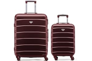 Flight Knight Set of 2 Premium Suitcases - Extra Stong Lightweight Luggage - Hardcase Suitcases with 4 Wheels & Built in Lock - (Set of 2 S+L)