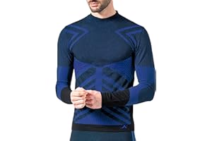 Risalti Camiseta Termica Hombre Manga Larga Energy - Cuello Alto, Jersey Técnico, Transpirable, Compresivo, Ropa Interior Térmica Sin Costuras y Etiquetas, Esquí, Trekking, Running - Made in Italy
