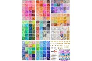 Fournine 30000 Pcs Clay Beads Bracelet Making Kit, 9 Boxes 192 Colors Friendship Bracelet Kit Flat Polymer Heishi Beads for Jewelry Making, Crafts Gift for Girls Ages 6-12